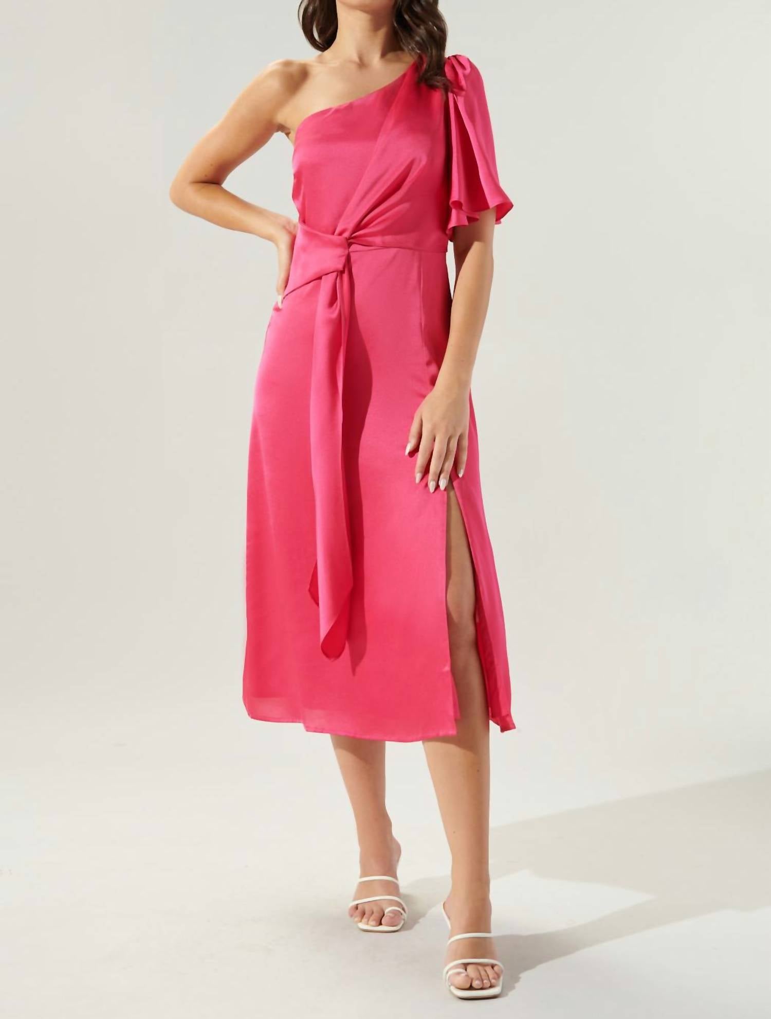 Sugarlips - Chateau Satin One Shoulder Midi Dress