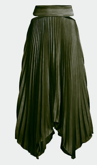 Aiifos Kenny Pleated Skirt in army green - women's skirt - detail view