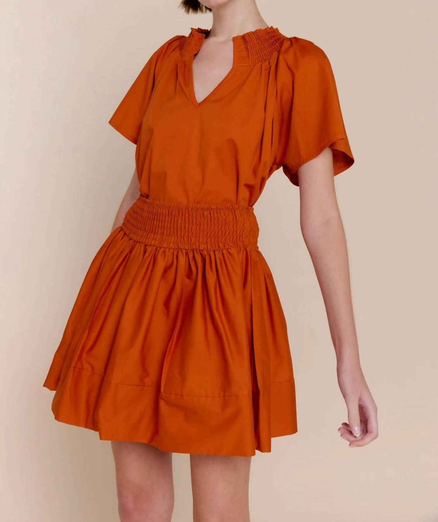 Sofia Melanie Mini Skirt in burnt orange - women's skirt - alternate view