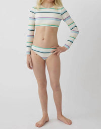 O'Neill - Girls Lowtide Pique Long Sleeve Crop Top Swim Set