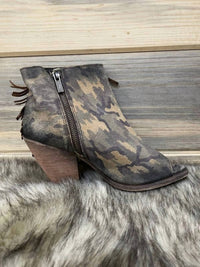 Concho Fringe Peep Toe Bootie