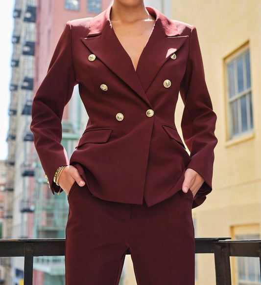 Ina Fashion - Oxford Double Breasted Power Shoulder Blazer