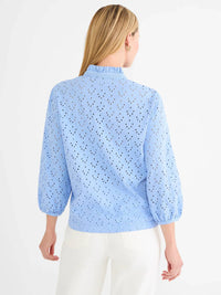 Nic + Zoe - Knit Eyelet Ruffle Neck Top