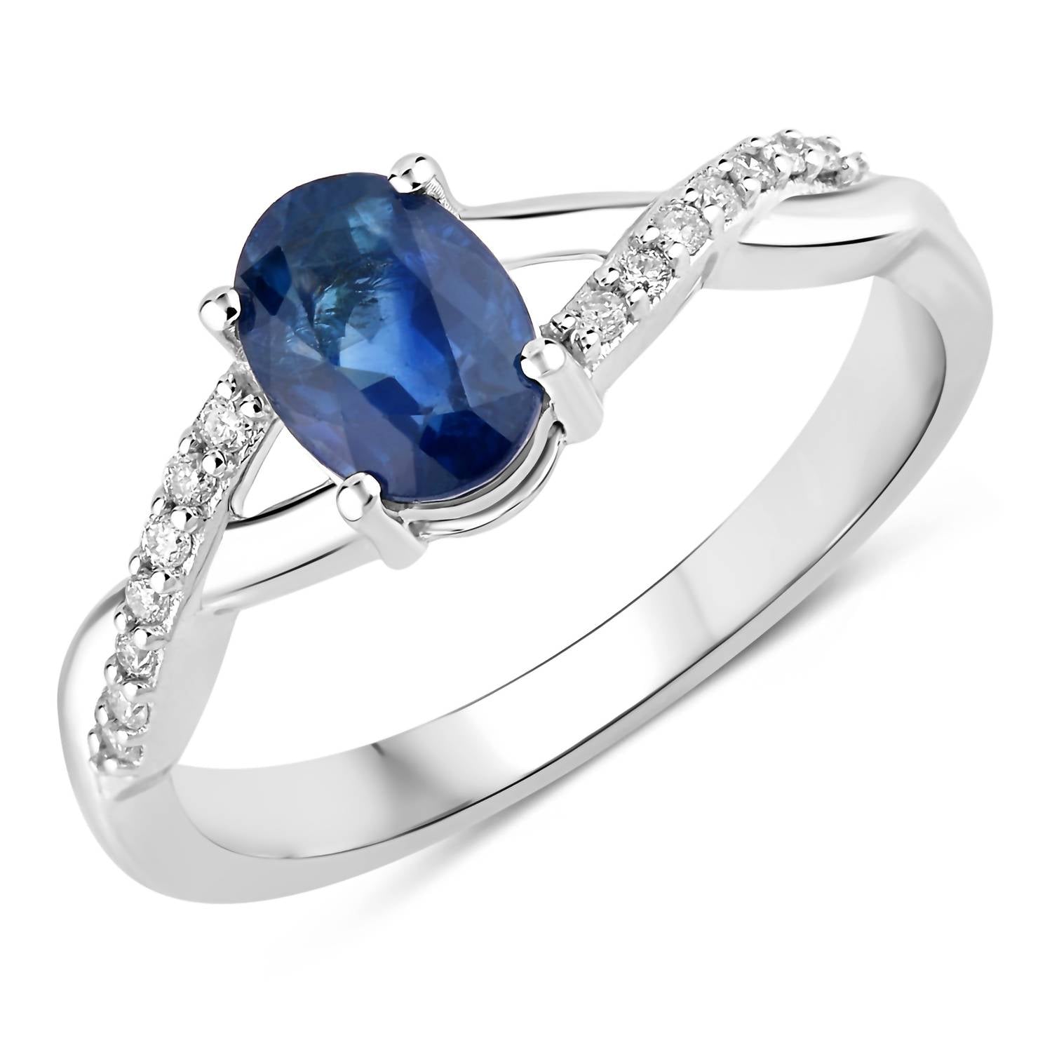 Diana M Jewels Women's Oval Natural Sapphire Fashion Ring (1.04 Ct) - Petite in 14k white gold - women's jewelry