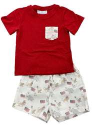 City Beautiful - Kids Smocked Patriotic Short Set