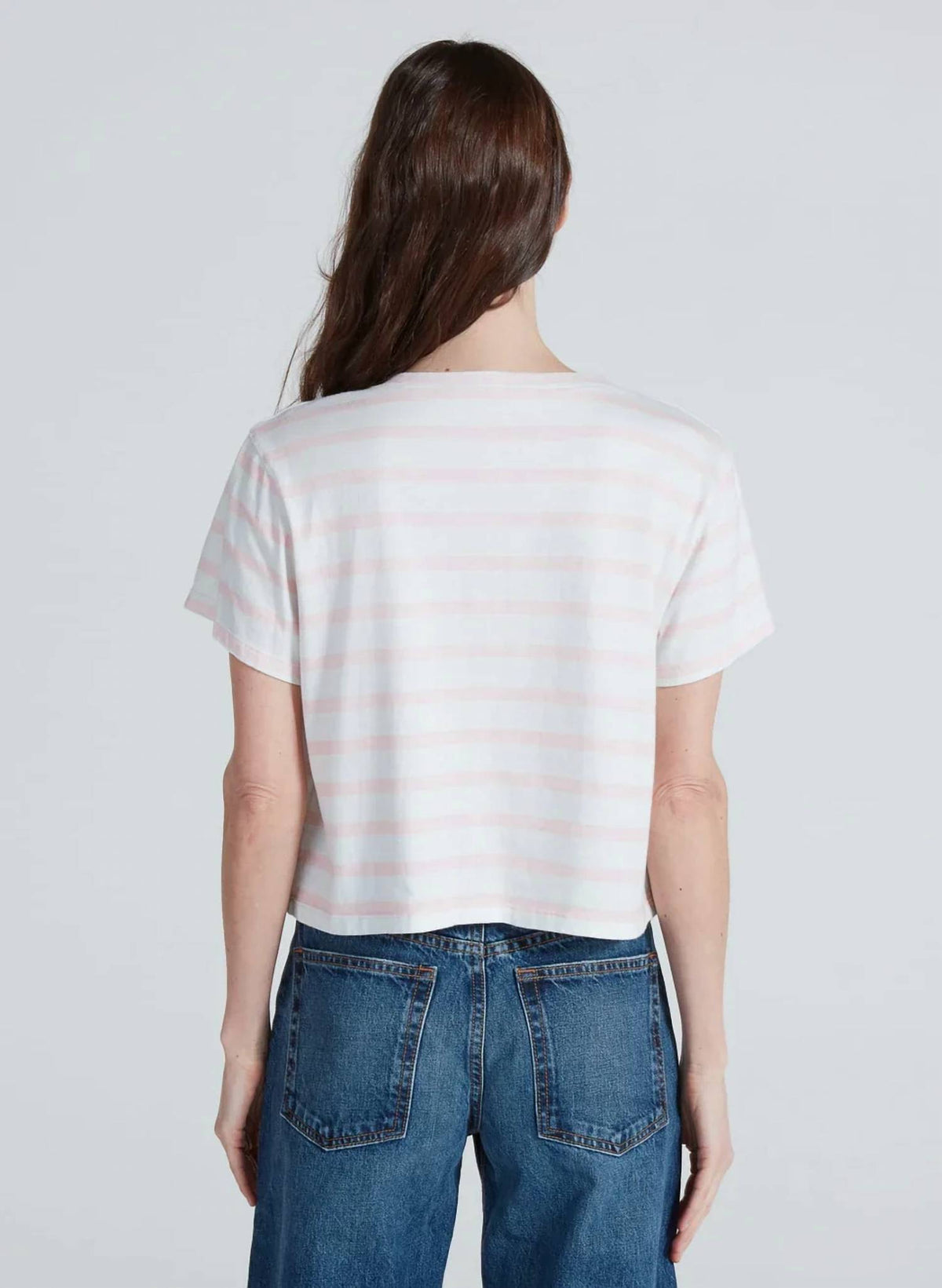 Askk Ny - Shrunken V-neck Stripe Tee