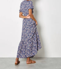 Apricot - Smock V-neck Floral Maxi Dress