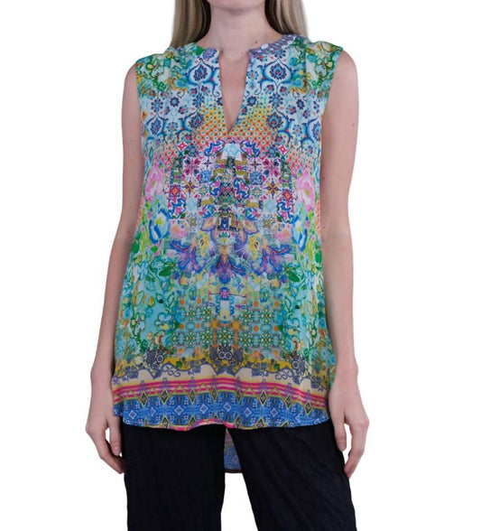 Shana Apparel - FLORAL SPLIT NECK TANK BLOUSE