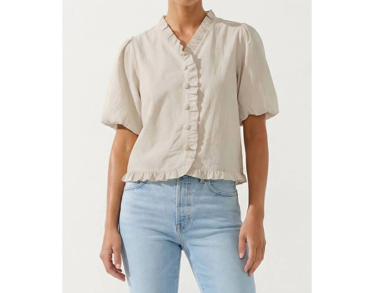 Naked Zebra - Ruffle Detail Bubble Sleeve Top