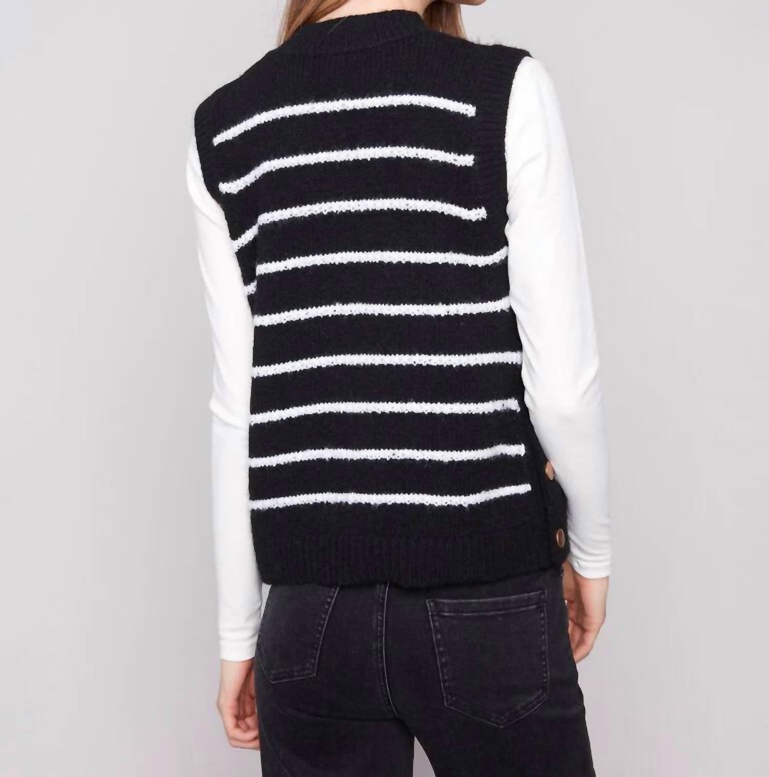 Charlie B - Striped Sleeveless Sweater Vest