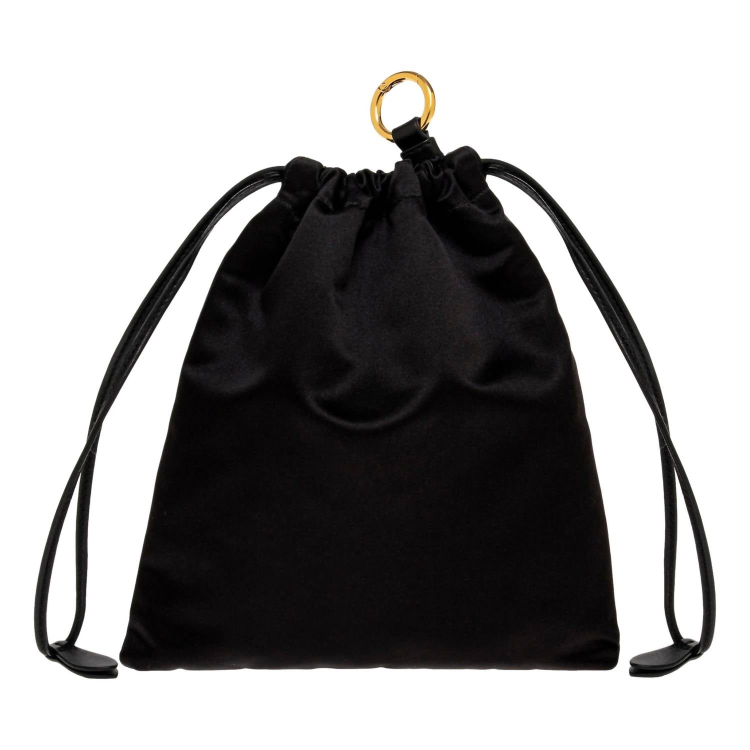MIU MIU Women's Duchesse Satin Mini Pouch Bag in black - women's bag - detail view