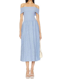 Astr - Mixed Media Off Shoulder Dress