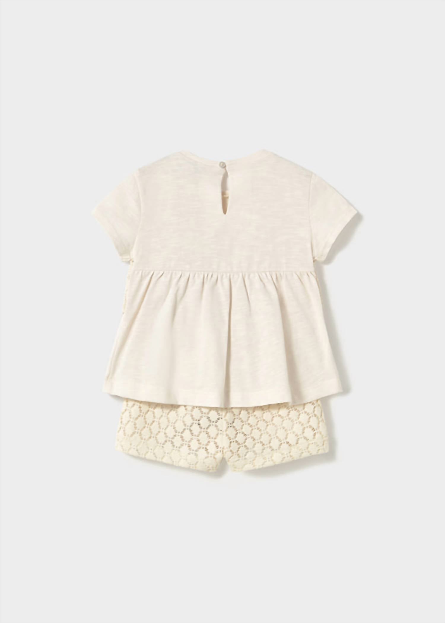 Mayoral - Girls' 2-in-1 Crochet Short Set