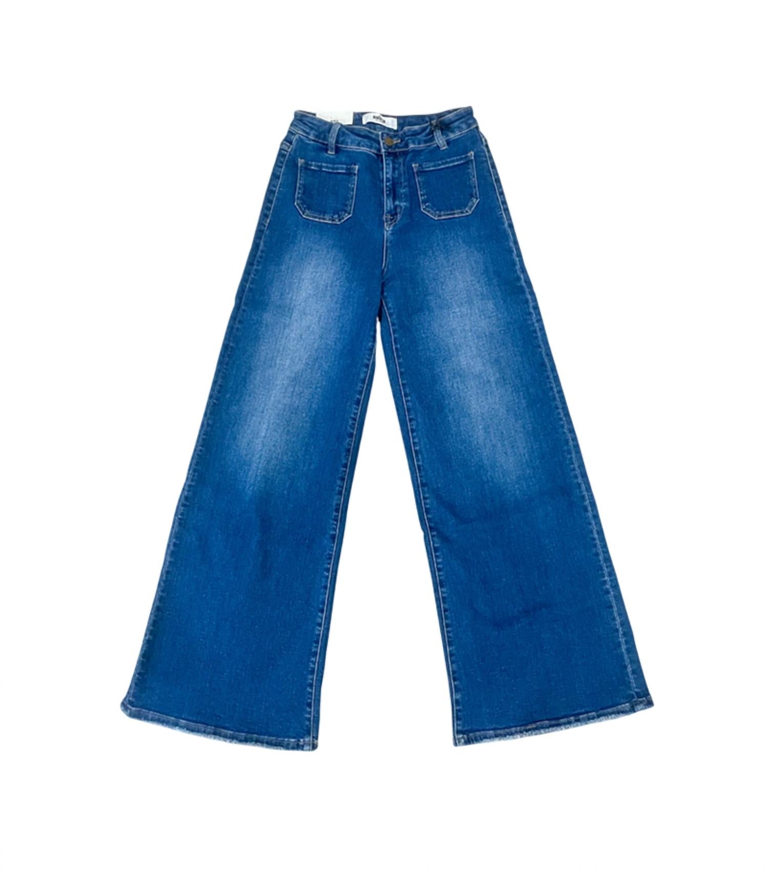 Mica Denim - Women Maureen Front Pocket Wide Leg Jeans