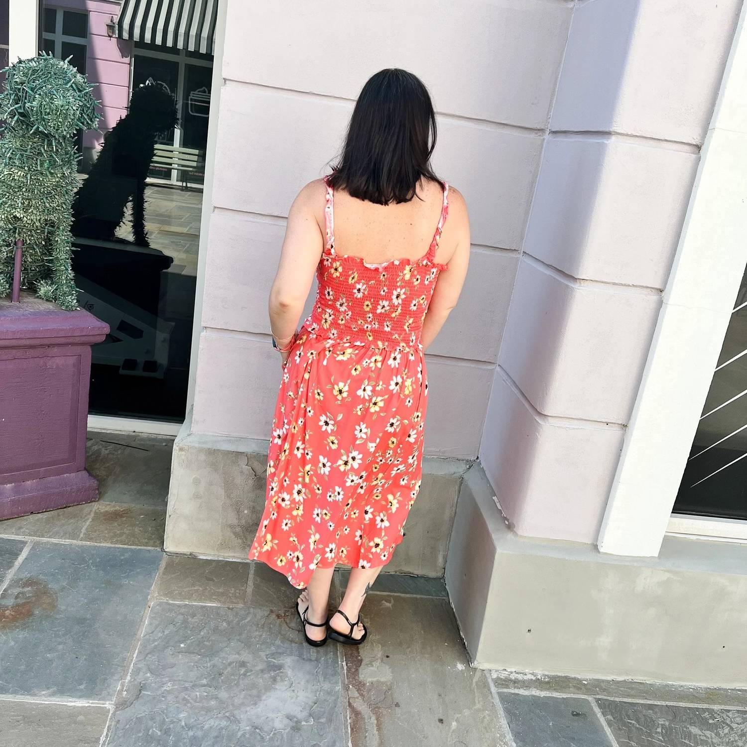 Les Amis - Floral Smocked Tank Top Midi Dress