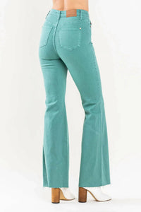 Judy Blue - Aspen Tummy Control High Waist Flare Raw Hem Jeans