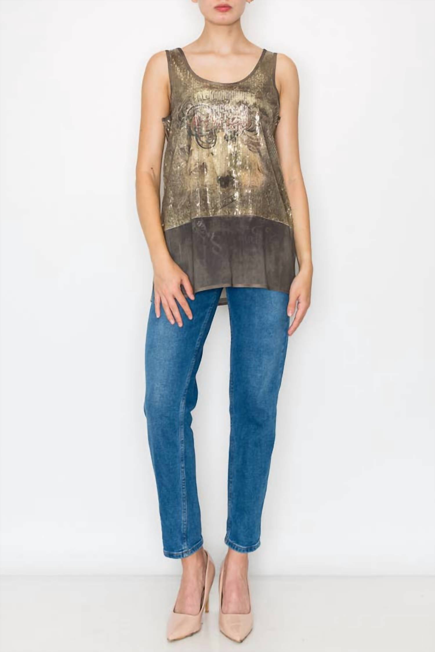 Origami - Sequin & Chiffon Tank Top