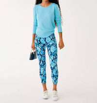 Lilly Pulitzer Weekender High Rise Midi Upf 50+ Leggings in low tide navy crossgrain seashell splendor - women's pants