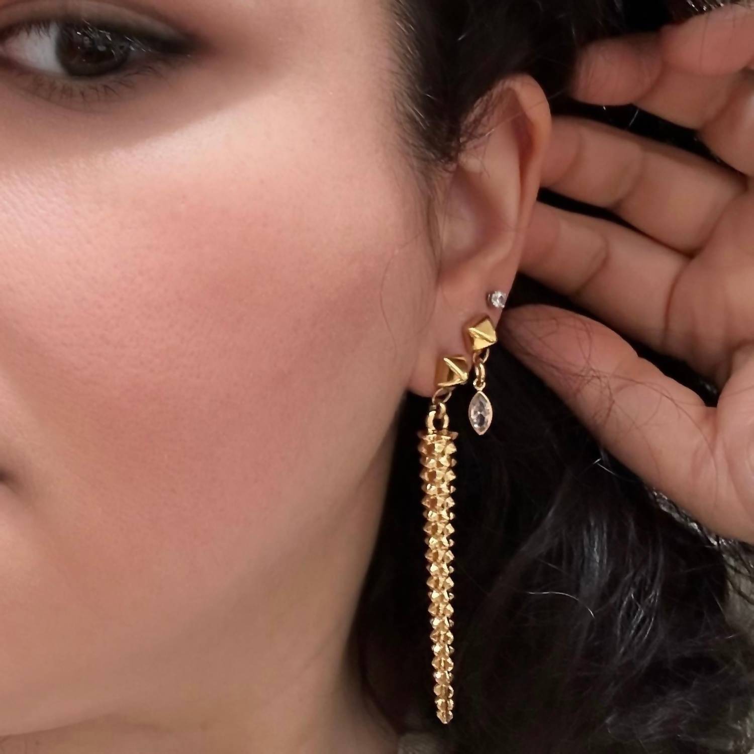 Jagged Halo Jewelry - Women's Artemis Studded Dangle Earrings