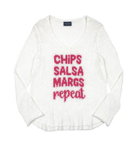 Wooden Ships Chips Salsa Margs Repeat Crew Top in white rose - women's long sleeve top - alternate view