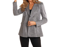 Rock & Roll Denim Metallic Rhinestone Blazer in silver - women's jacket