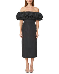 RHODE Viola Off The Shoulder Midi Dress in black - women's dress