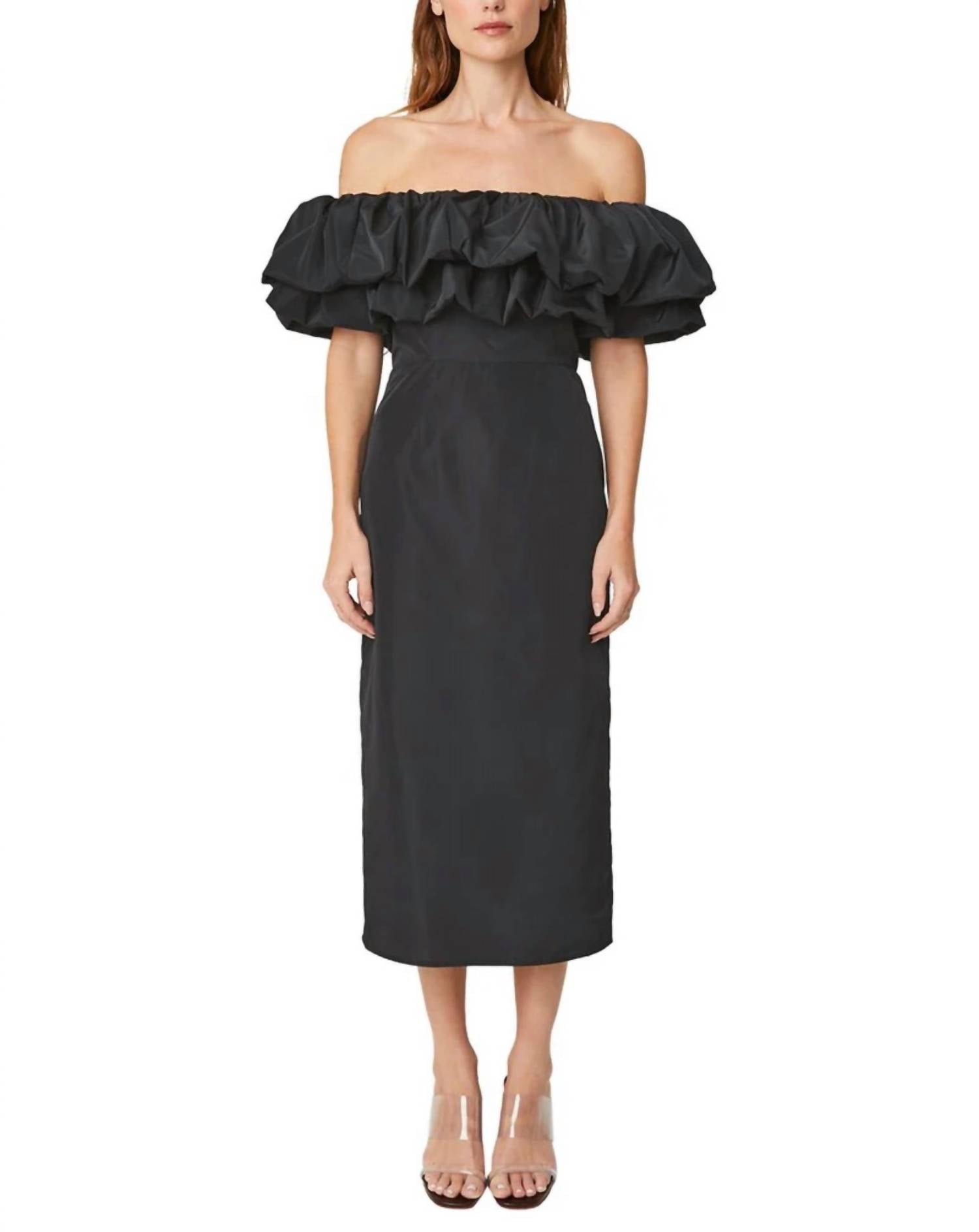 RHODE Viola Off The Shoulder Midi Dress in black - women's dress