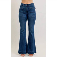 Judy Blue - High Rise Flare Jeans With Front Patch Pockets