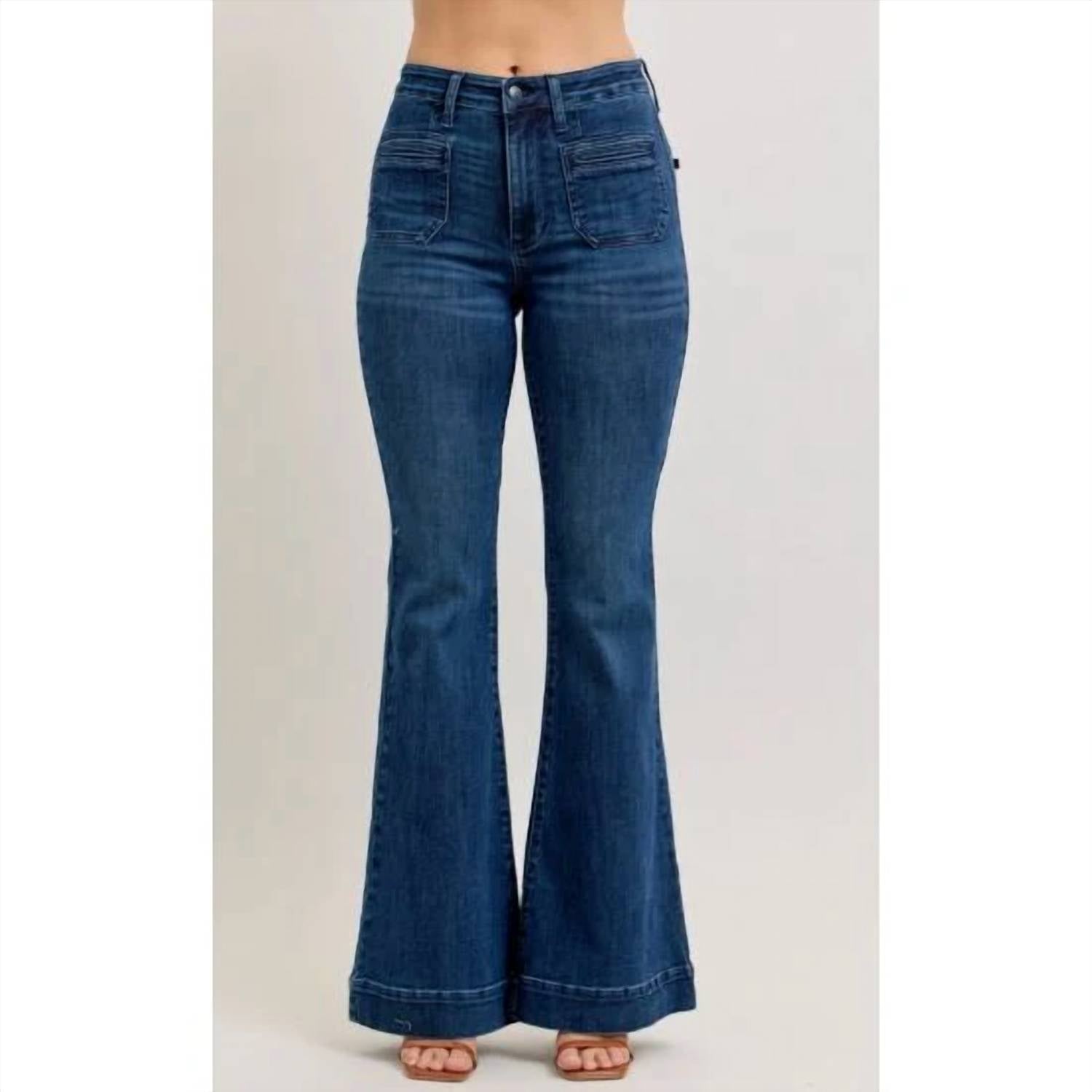 Judy Blue - High Rise Flare Jeans With Front Patch Pockets