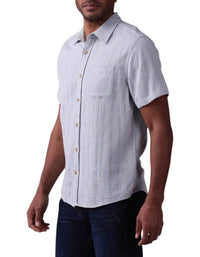 The Normal Brand FRESHWATER BUTTON UP SHIRT in misty harbor dobby - men's t-shirt - detail view