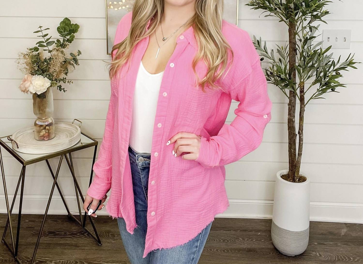 Hem & Thread - Liking Myself Cotton Long Sleeve Button Up Shirt