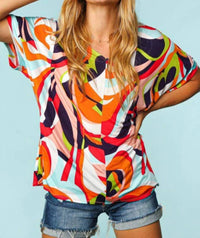 Haptics - Geometric Loose Fit Short Sleeve Top