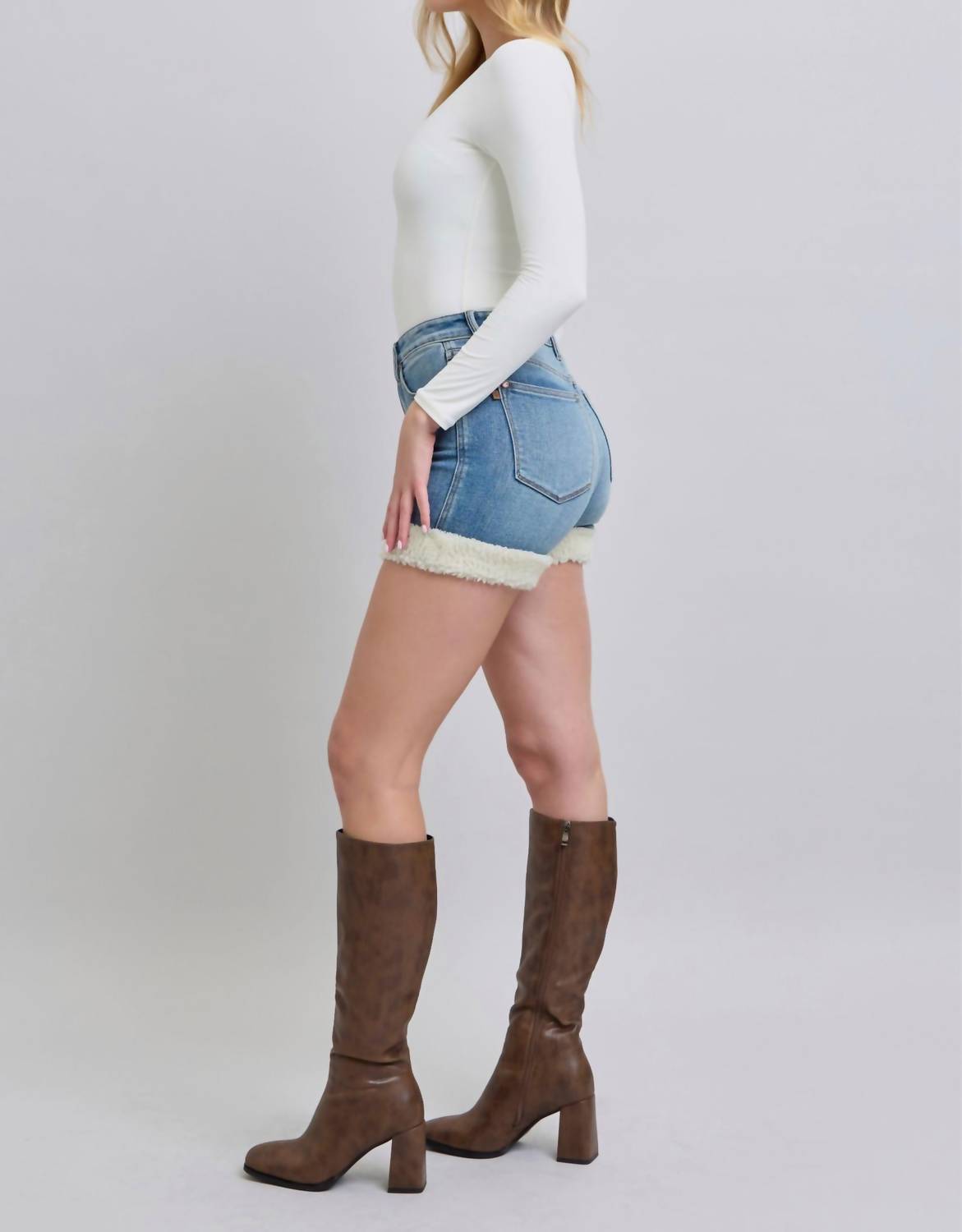 Judy Blue - High Waisted Tummy Control Shearling Cuff Shorts