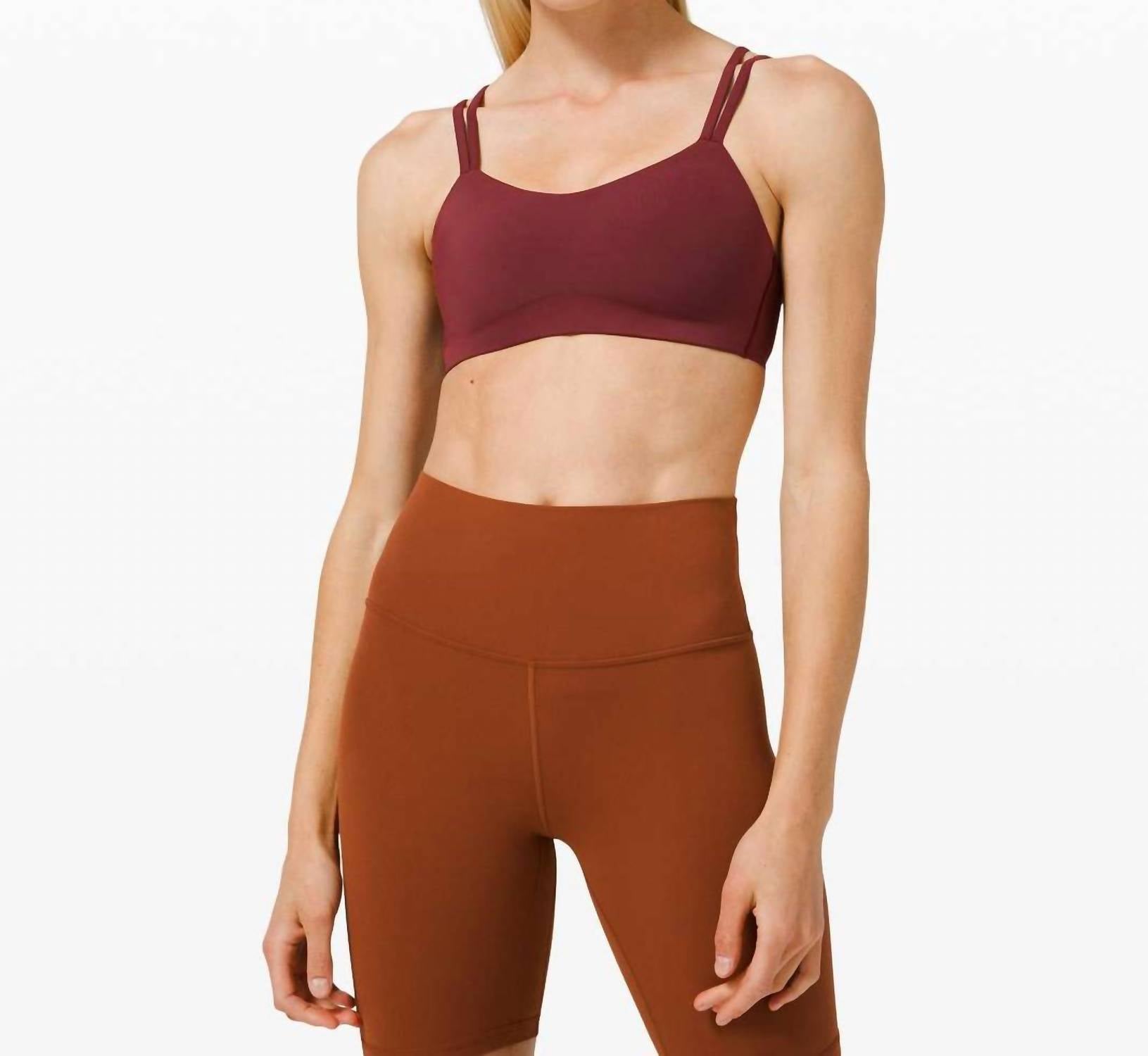 lululemon Like a Cloud Light Support Bra in red merlot - women's intimate - detail view