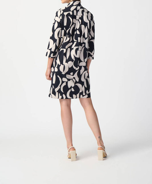 Joseph Ribkoff - Abstract Print Stretch Poplin Trapeze Dress