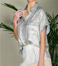 Vine & Love - Ella Button Front Short Sleeve Camp Shirt