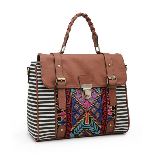 Jen & Co. - Women's Harlow Aztec Embroidered Satchel Bag