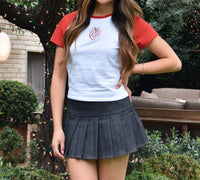 8apart Lucky Bow Baseball Tee in white - women's t-shirt - detail view