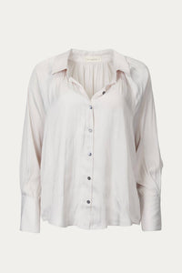 PLEATED BUTTON-DOWN SATIN SHIRT