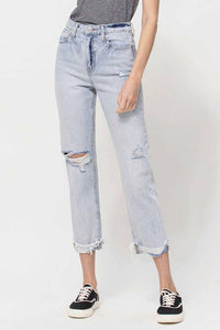 Vervet By Flying Monkey - Super High Relaxed Cuffed Straight Leg Jeans