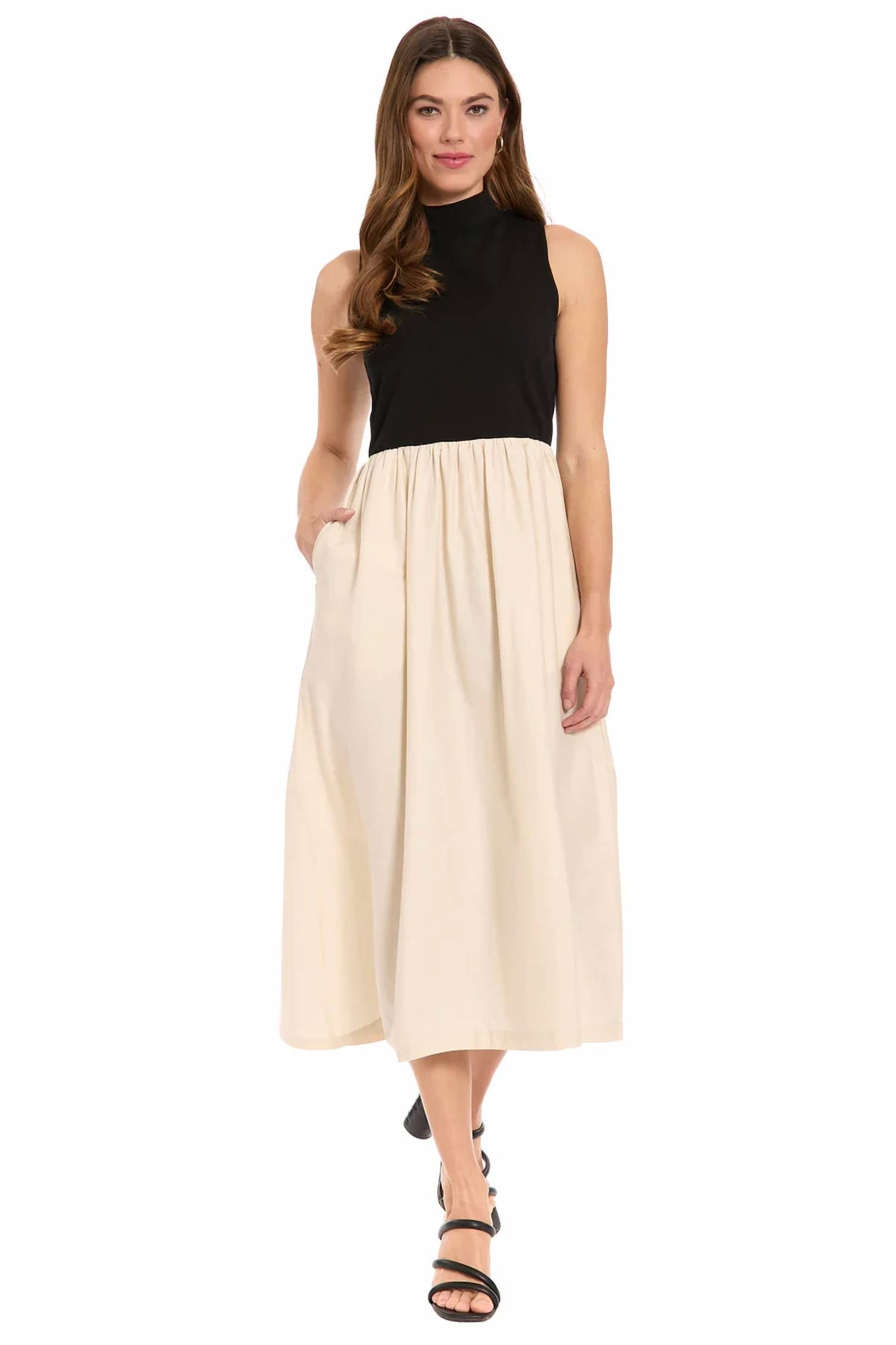 London Times - Mock Neck Two Fer Dress