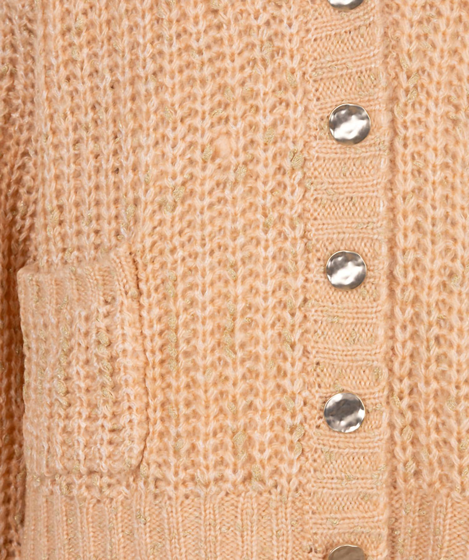 ESQUALO Chunky Cardigan With Metallic Buttons in candy - women's cardigan - view 4