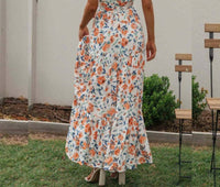 Dresslily - Chiffon V Neck Floral Maxi Dress