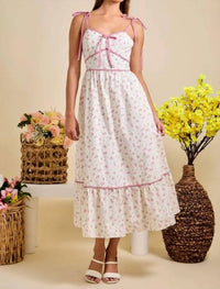 Main Strip - Floral Tie Strap Midi Summer Sundress