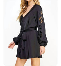 Strut & Bolt - Embroidered Cutout Detail Satin Mini Dress