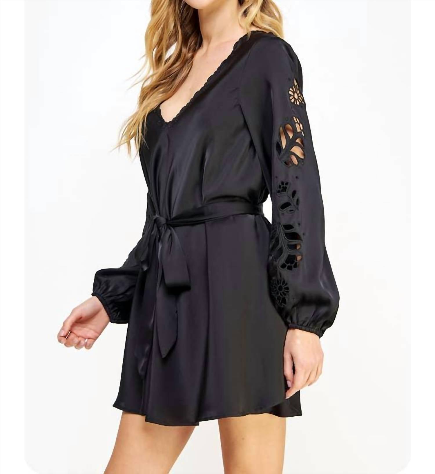 Strut & Bolt - Embroidered Cutout Detail Satin Mini Dress