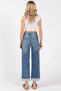 Petra153 - High Rise Stretch Relaxed Straight With Cuffed Hem Jeans
