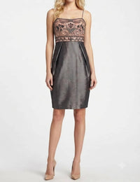 Sue Wong - Women's Beaded Scrolling Pattern Taffeta Dress