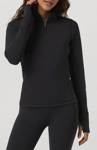 Vuori Chilled Out Half Zip Pullover in black - women's top - detail view