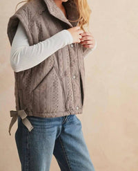 Miou Muse - Lace Crochet Trim Puff Vest
